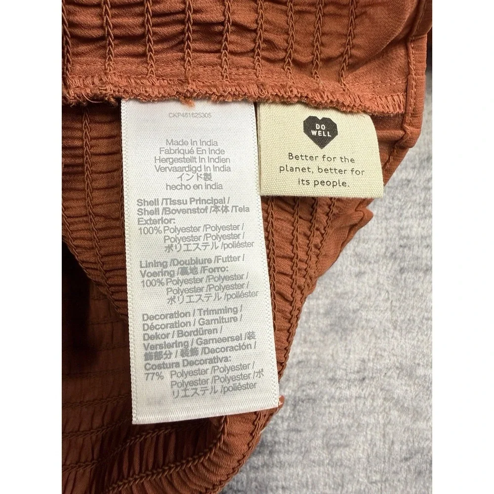 Madewell Georgette Lucie Puff-Sleeve Smocked Top Moody Blooms Rusty Torch XXS
